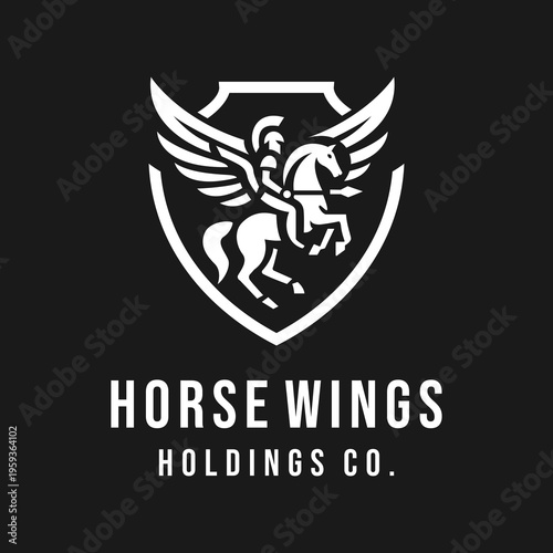 Winged Horse Logo Emblem Design.