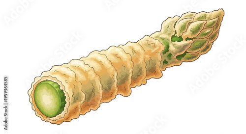 Crispy Asparagus Tempura Isolated on White Background