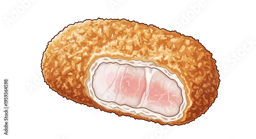 Crispy Fried Pork Cutlet Slice, Juicy Meat Inside