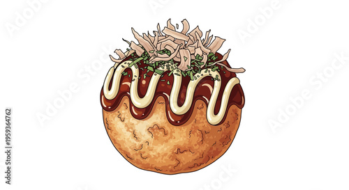 Delicious Takoyaki Ball with Toppings