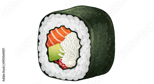 Fresh Salmon Avocado Sushi Roll