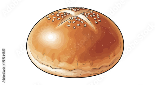 Freshly Baked Bread Roll with Sesame Seeds