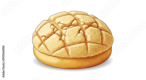 Freshly baked sweet melon bread on white background, close-up