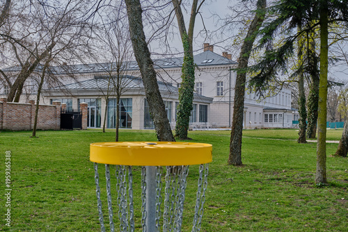 Discgolf basket in the castle park
