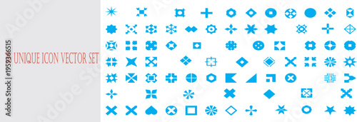 A collection of various mathematical and symbolic characters in blue on a white background