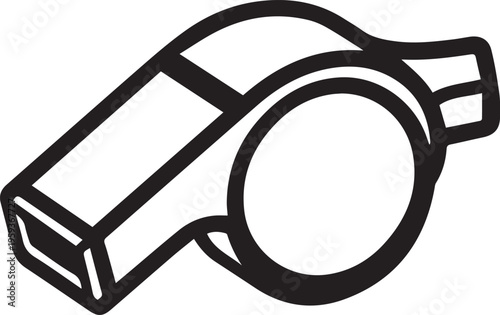 A simple whistle is depicted, crafted with stark lines and monochrome tones, its clean design speaks of function and clarity, embodying the essence of direction and control.