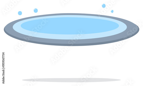 Cartoon Illustration of a Small Swimming Pool or Water Feature with Bubbles