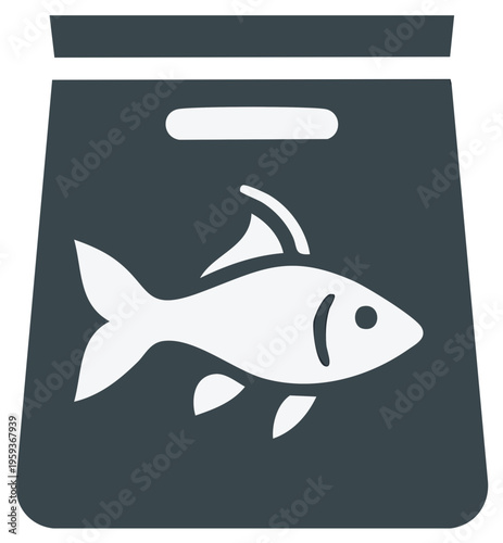 Fish Delivery in a Paper Bag Icon Simple Seafood Takeout Food Packaging Vector Symbol