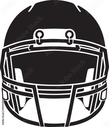 An intense illustration captures the essence of a football helmet in a graphic and bold monochrome design.