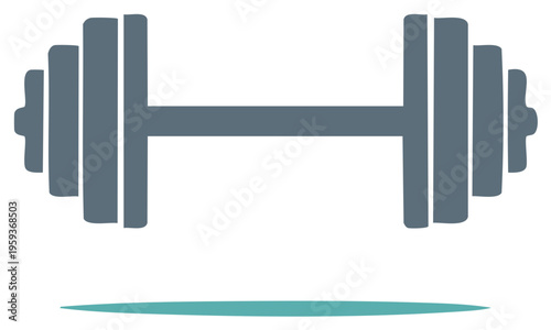 Stylized illustration of a dumbbell symbol for fitness, exercise, weightlifting and healthy lifestyle.