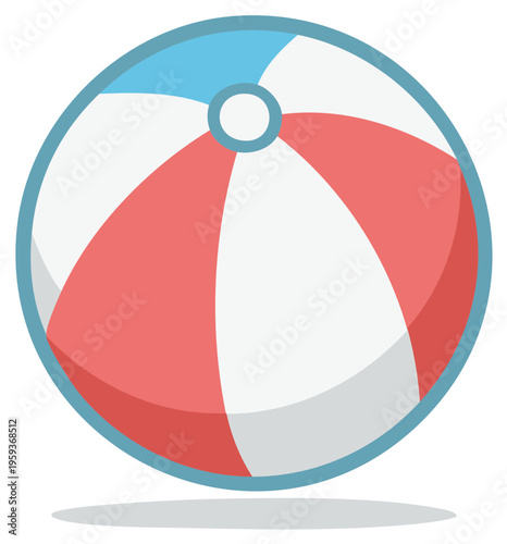 Colorful Inflatable Ball Icon for Summer Fun and Beach Games, Playful Illustration