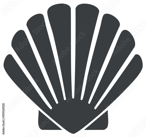 Scallop Seashell Silhouette Minimalist Marine Vector Icon