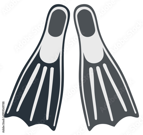 Pair of snorkeling fins for swimming in ocean waters illustration drawing