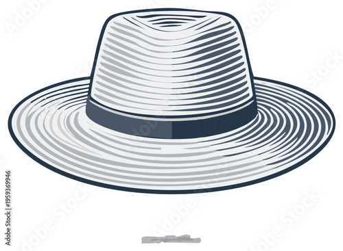 Classic straw fedora hat with dark band and textured brim and crown