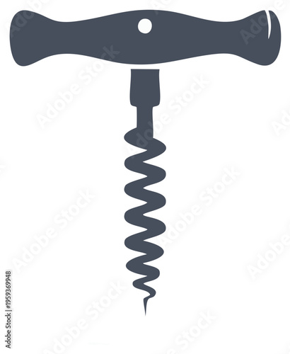 Simple Silhouette of a T-shaped Corkscrew Tool for Opening Wine Bottles