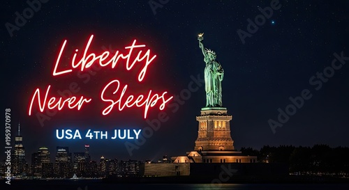 Independence day usa celebrations statue of liberty at night