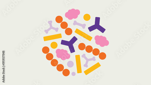 Colorful bacteria composition abstract microbe cluster design isolated vector