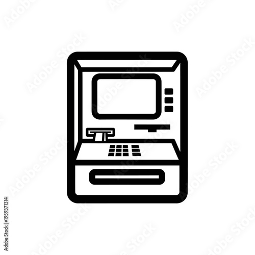 Minimalist Digital ATM Machine Illustration for Financial Transactions and Banking Services