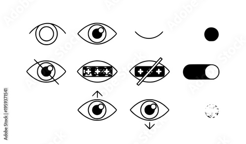 Eye icon set show hide password visibility vector illustration