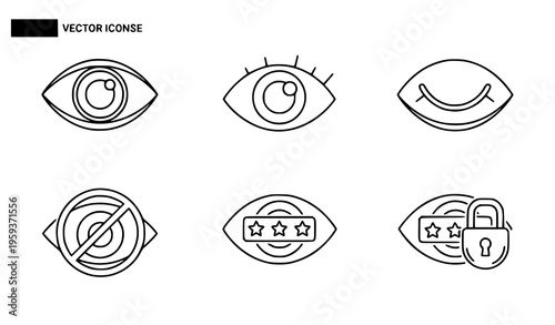 Visibility privacy outline eye icon set vector illustration