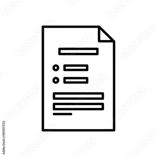 Minimalist Document Icon in Black Outline for Digital File Representation