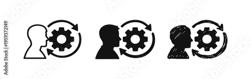 Personal Development and Mind Process Icon Set - Filled, Outline, and Doodle Style