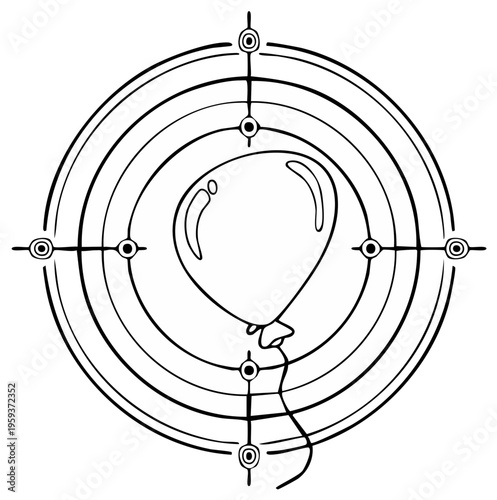 Balloon in Crosshairs Target Aim Symbol Celebration Fun Concept