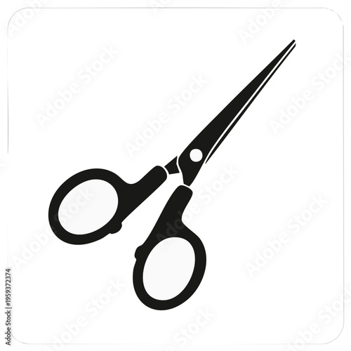 Sharp Scissors Tool with Black Handles for Cutting and Crafting in a Minimalist Style