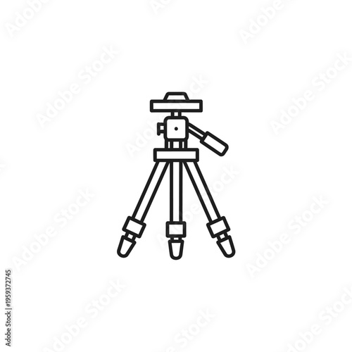 Minimalist Illustration of a Camera Tripod for Photography Equipment