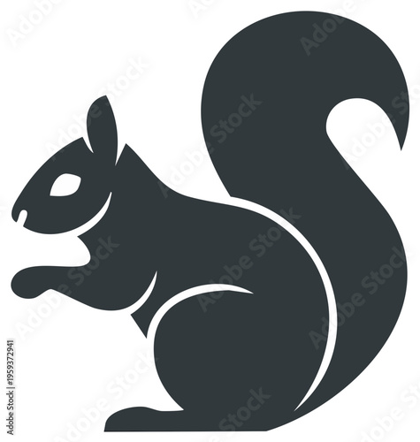 Silhouette illustration of a playful squirrel with large bushy tail