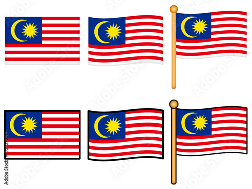 マレーシアの国旗のイラスト素材セット