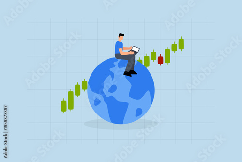 Global stock market, Intelligent business investor trades on laptop worldwide using financial chart