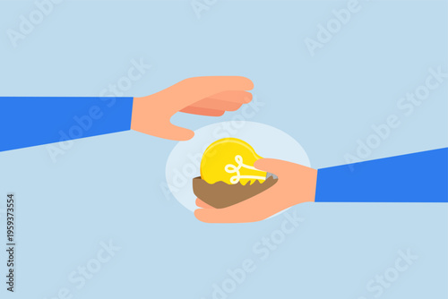 Startup incubator,  Entrepreneur protects and nurtures new business idea inside bird nest