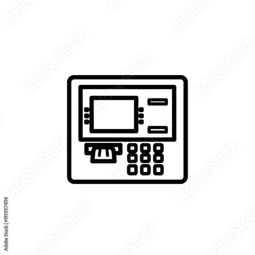 Minimalist Line Art Illustration of a Classic Cash Register for Retail or Commerce Themes