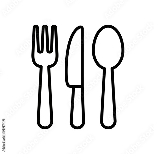 Minimalist Line Art Illustration of a Fork Knife and Spoon Set for Fine Dining Concept