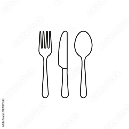 Minimalist Line Art Illustration of Fork Knife and Spoon for Dining and Kitchen Design