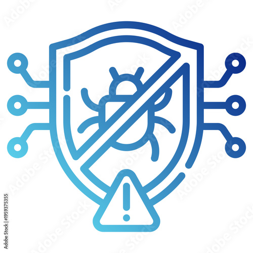 antivirus protection. This is a vector single icon with a dashed line gradient style. It is suitable for various purposes, including website design, mobile app design, and logo design.