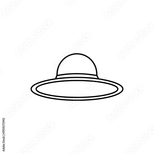 Minimalist Line Drawing of a UFO or Flying Saucer Illustration for Sci-Fi Concept Design