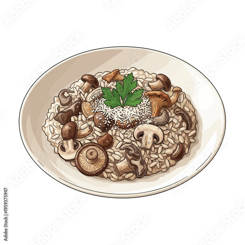 Mushroom Risotto Illustration