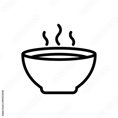 Minimalist Line Drawing of Steaming Hot Soup in a Bowl for Food and Beverage Concept