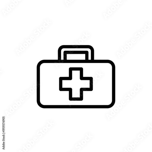 Minimalist Medical First Aid Kit Line Icon for Healthcare and Emergency Supplies