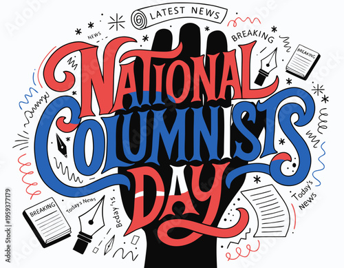 NATIONAL COLUMNISTS' DAY vector illustration isolated on white background
