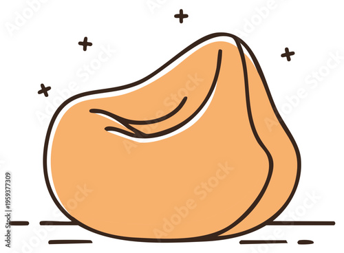 Comfortable soft orange beanbag chair illustration for cozy relaxation and modern leisure