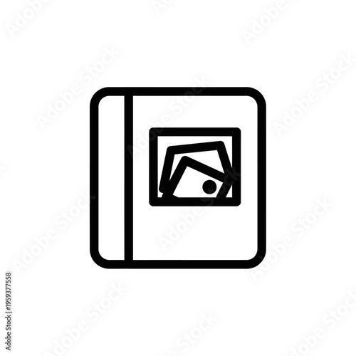 Minimalist Photo Album Illustration with Photographic Frames and Cover Design