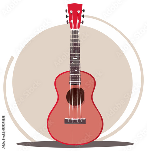 Ukulele With Red Headstock and Body