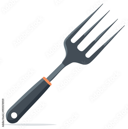 Vector illustration of a gray metal meat fork for carving and grilling isolated kitchen utensil icon