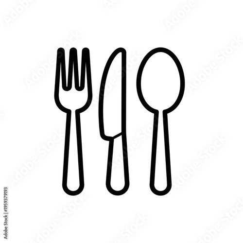 Minimalistic Dining Utensils Icon Set for Kitchen and Food Styling
