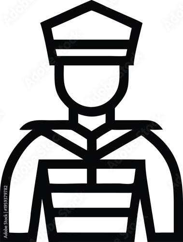 A simple outline icon featuring a uniformed captain or officer wearing a formal peaked cap