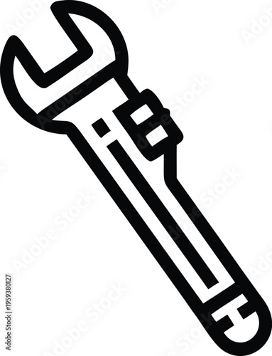 Adjustable wrench diagonal outline for tightening and loosening bolts