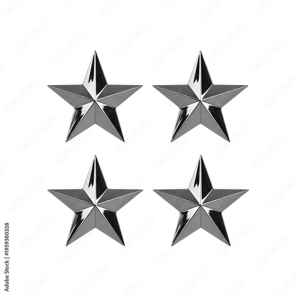Obraz premium Four shiny metal stars